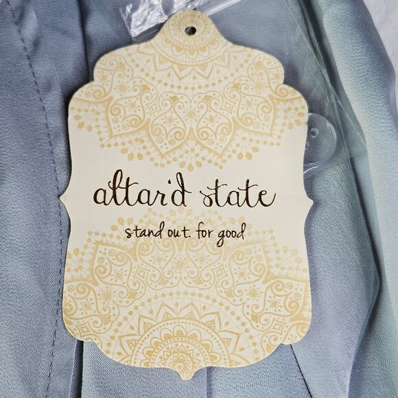 New Altar'd State Satin Wrap Mini Skirt Size Large Feminine Soft Blue Pastel - Picture 5 of 10